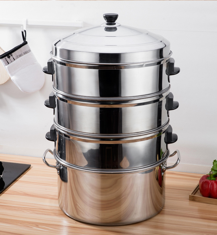 生态家居同款天然气蒸锅白钢蒸锅不秀钢钢锅蒸炉小笼包子锅商用煤气