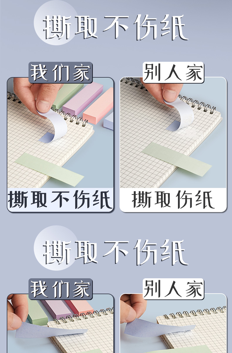 安格里 长条便利贴小条标签贴学生用高颜值便条纸贴纸索引贴便签条ins