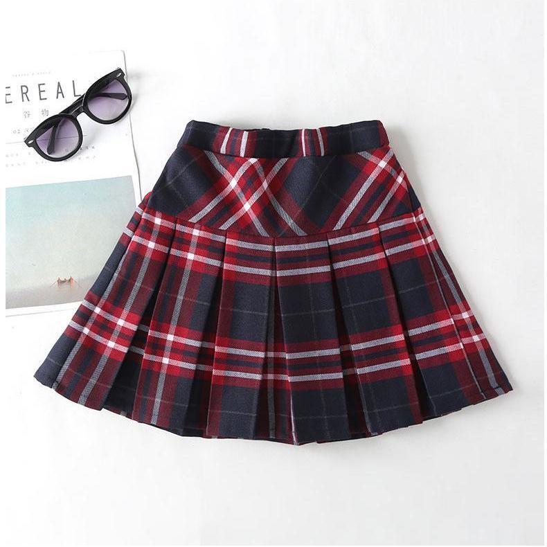 女童半身裙百褶裙中大童学院风春秋夏jk儿童格子短裙小孩学生校裙