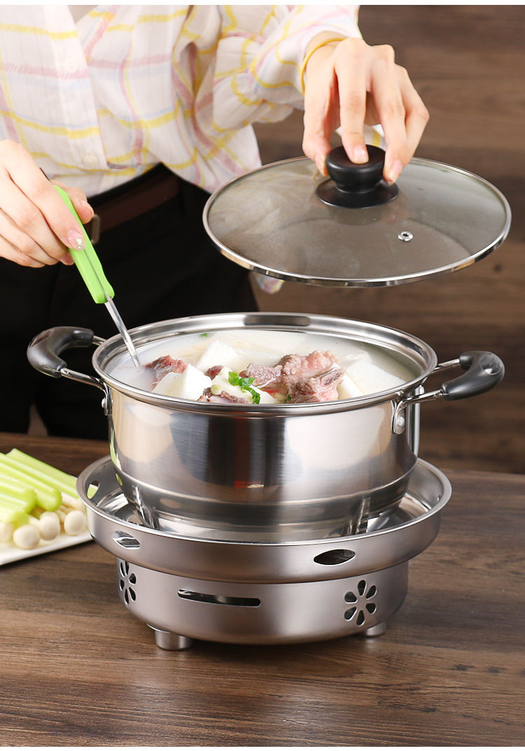 迎新必备不锈钢酒精炉酒精锅家用饭店学生锅固体小火锅干锅宿舍干锅