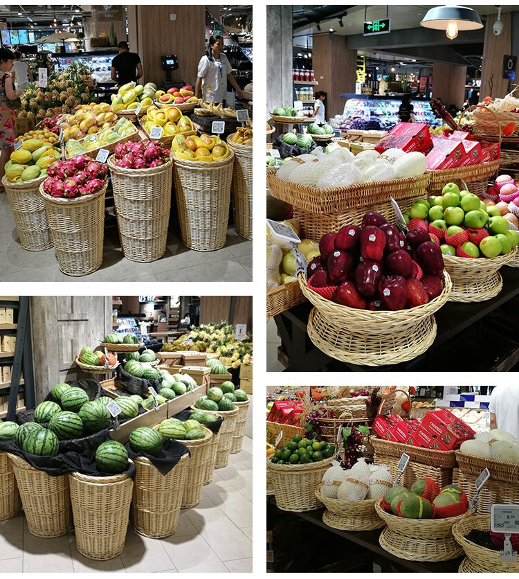 东熊藤编水果架子水果陈列筐堆头蓝水果店摆果框筐市生鲜堆头篮货架酒