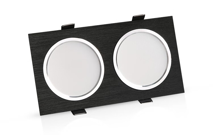 欧普 侍led双头筒灯双筒嵌入式黑色双排斗胆射灯三色变光双孔长方形10