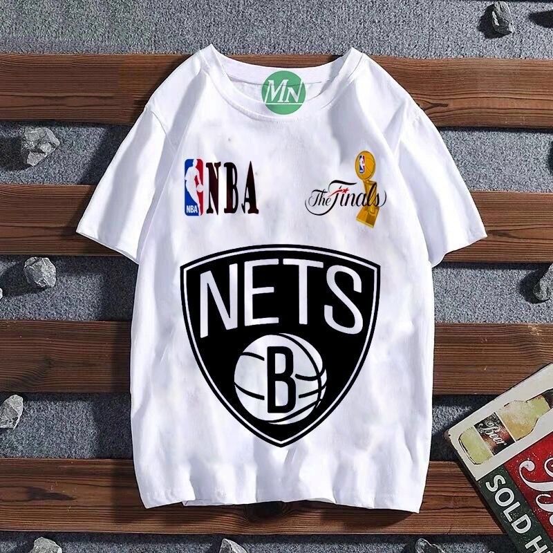 新款奖杯nba夏季短袖男湖人勇士篮球联名logo标志上衣短袖t恤男潮高