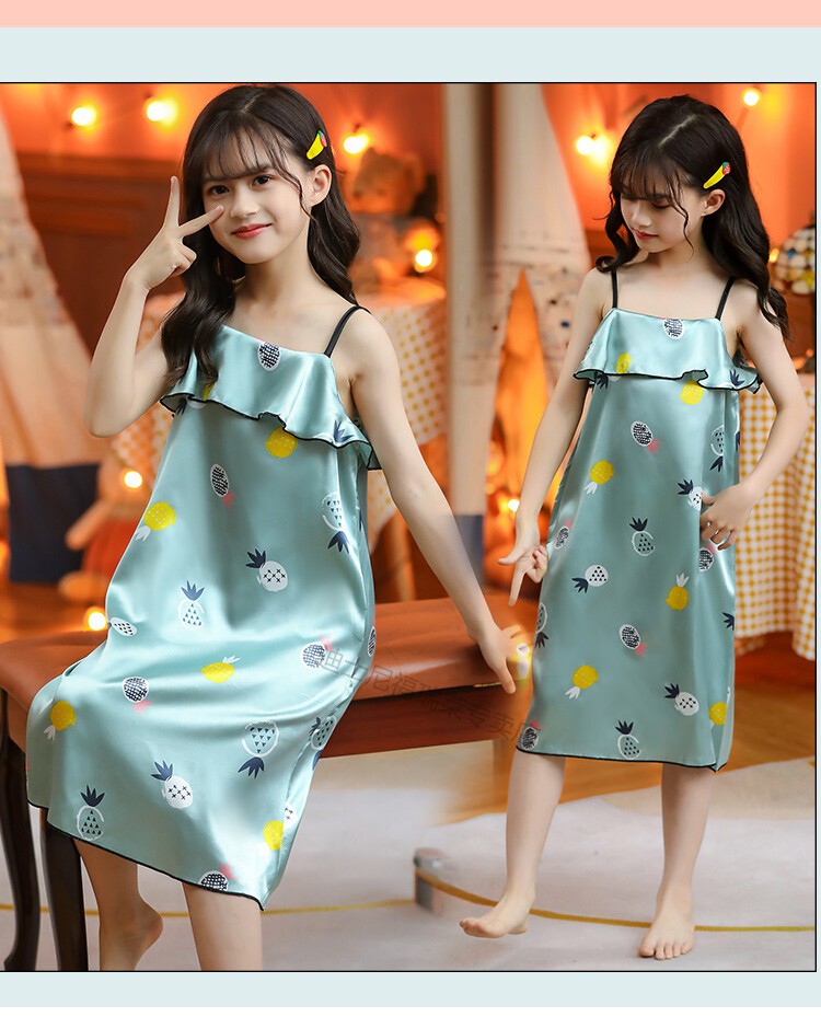 迪士尼disney商场同款夏季冰丝儿童睡裙小女孩吊带背心薄款公主宝宝