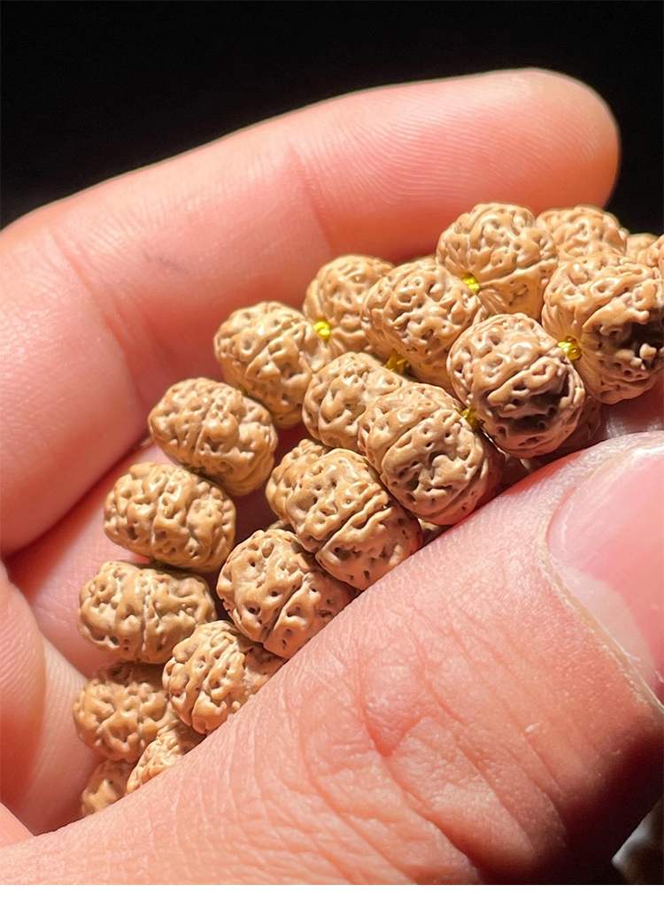 一代小金刚菩提子108颗梅花桩双龙纹树王树神盘龙纹蜂窝原籽佛珠 6瓣