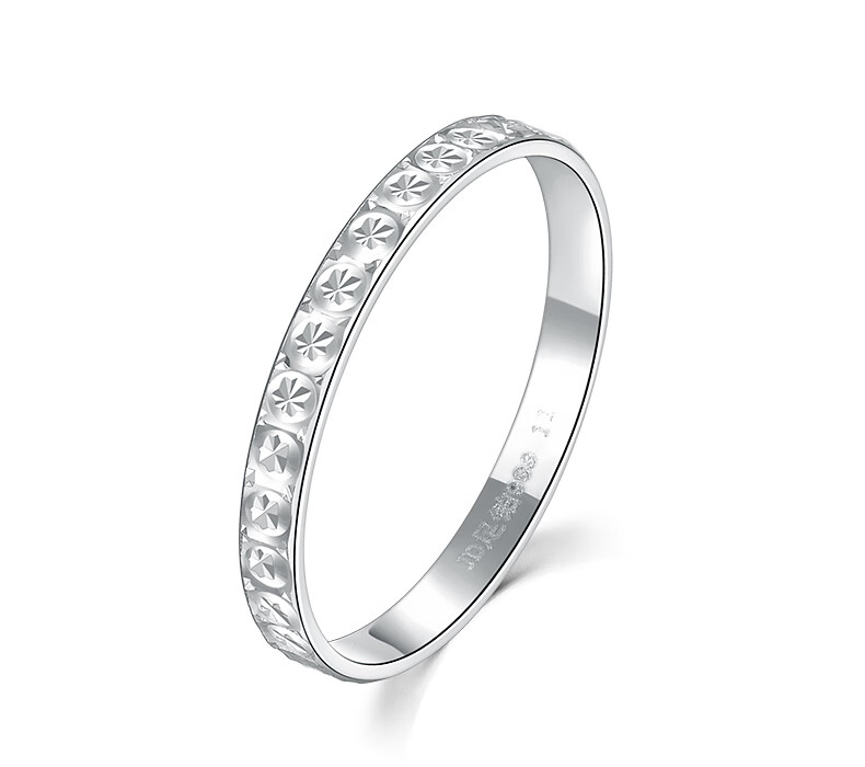 pt999铂金戒指满天星钻面女士白金尾戒女戒子高端礼盒 pt999铂金戒指