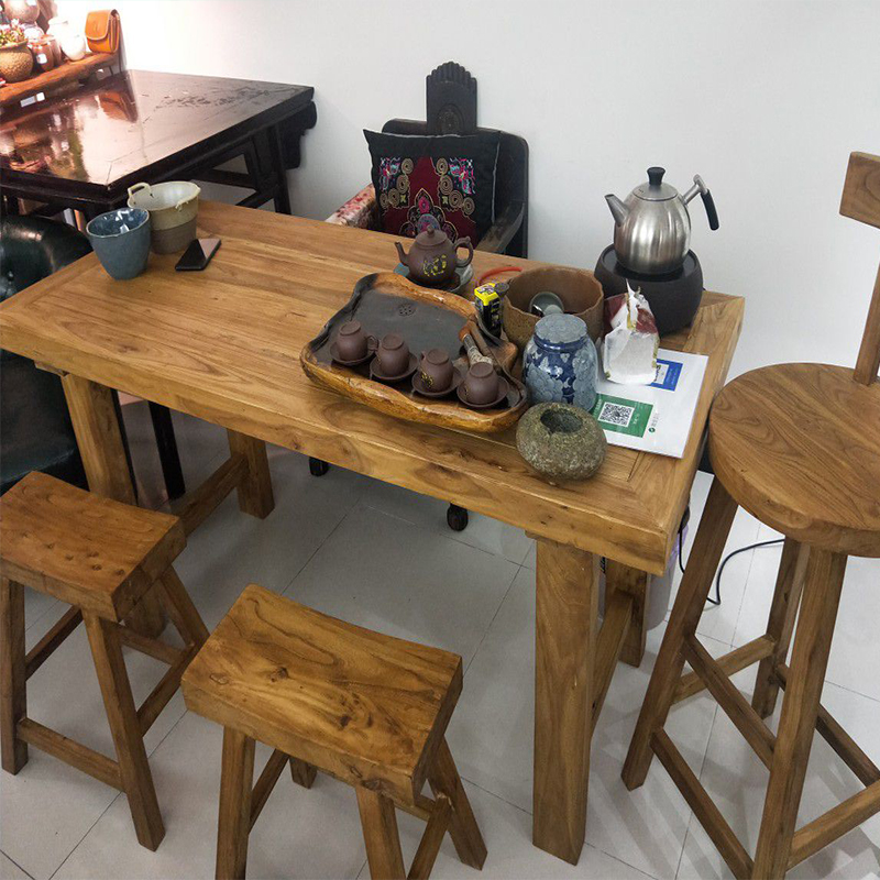 梓茈16 榆木餐桌老榆木门板茶桌复古餐桌怀旧木板原木茶台风化民宿