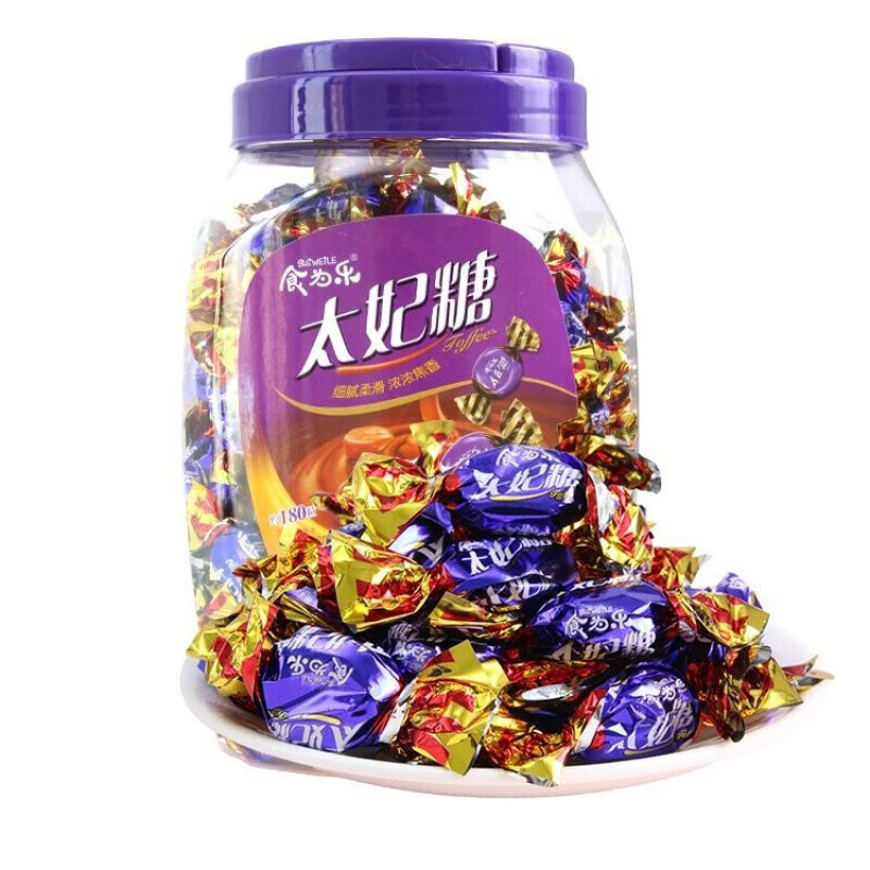 食为乐太妃糖原味软糖巧克力味桶装糖果食一桶约180粒 食 3桶660g(约