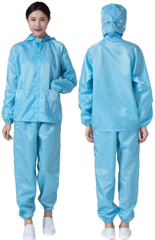 衣男工作服白色防尘大褂全身套装防护洁净无尘服女 灰色连帽分体服 m