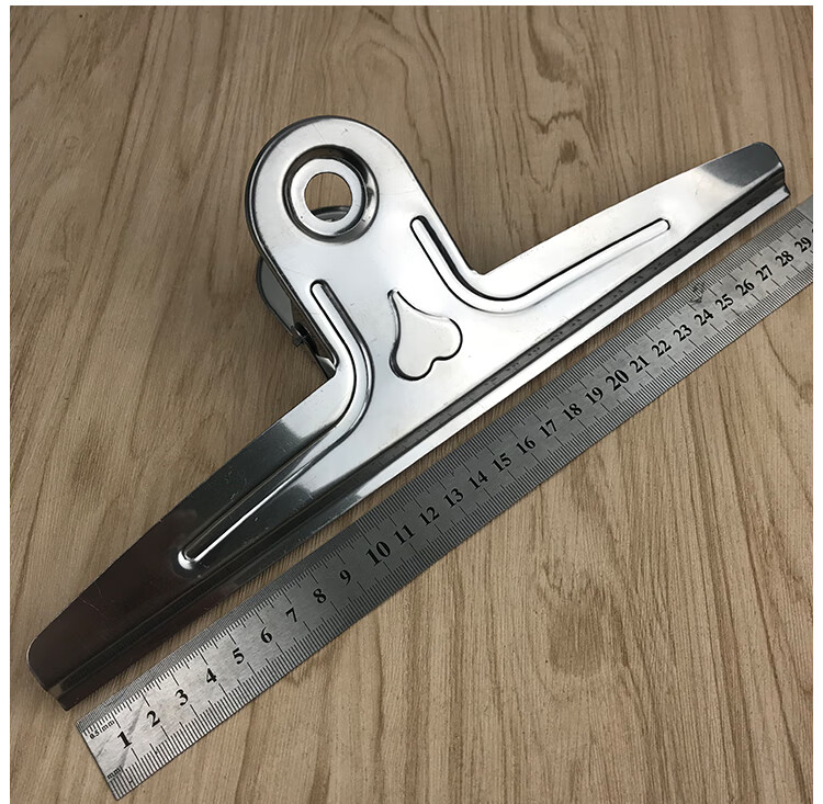 不锈钢票夹超大号蝴蝶夹金属财务票据夹办公用品文具夹子 201mm不锈钢