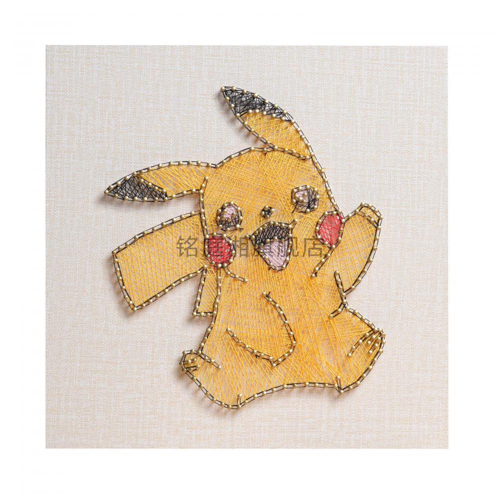 新款创意图钉画皮卡丘手工diy钉子绕线画丁子卡通情侣创意礼物缠绕