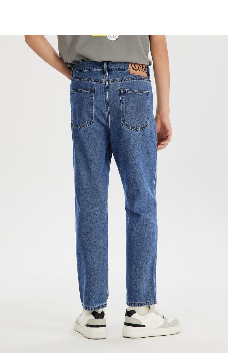 cabbeen/卡宾男装水洗牛仔裤男2021秋新款三防面料黑科技小脚长裤6006