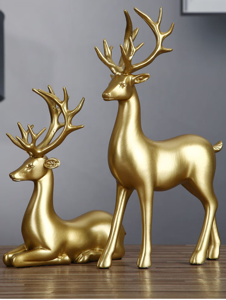 麋鹿客厅酒柜上的装饰品酒架摆件家居创意电视柜乔迁礼物玄关金侣鹿