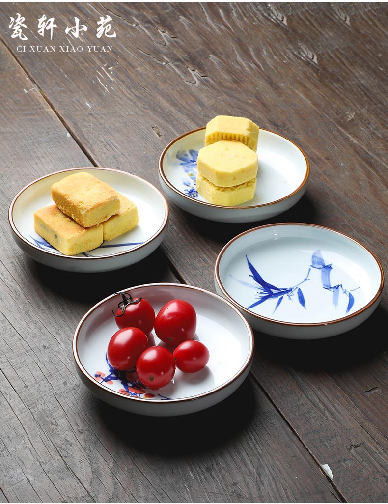 新中式水果盘点心盘手工陶瓷茶点盘水果托盘家用手绘中式禅意茶道点心