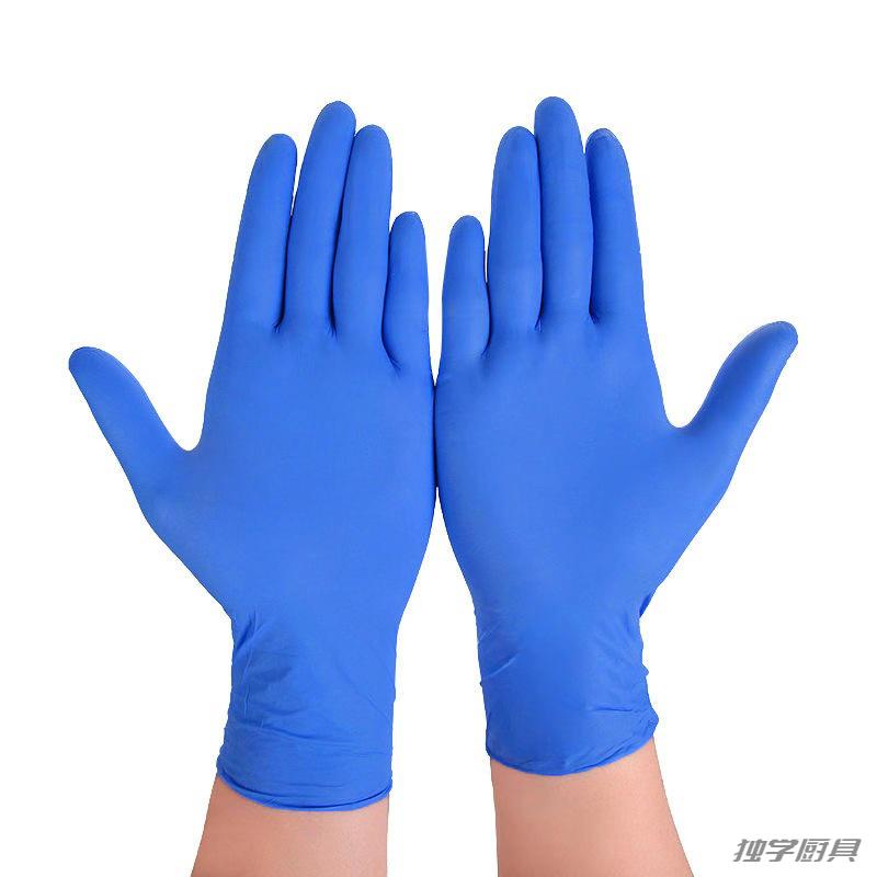 蓝色薄款塑料手套 100只一次性pvc透明手套劳保丁腈乳胶橡胶厨房工作