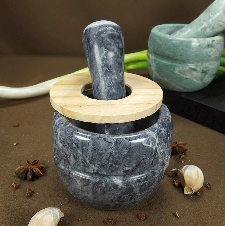 石头捣碎器天然大理石石头捣蒜器石臼家用蒜泥器大蒜蒜蓉压蒜器捣碎罐