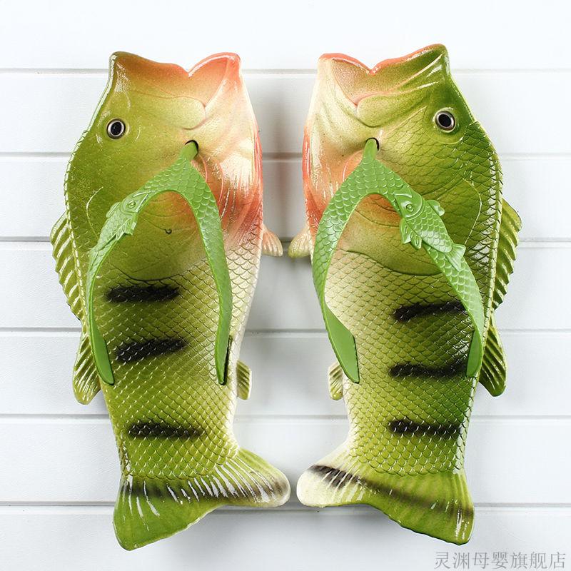 鞋儿童卡通鱼形鞋沙滩鞋男女亲子网红款咸鱼拖鞋abc小孩永高人红色24