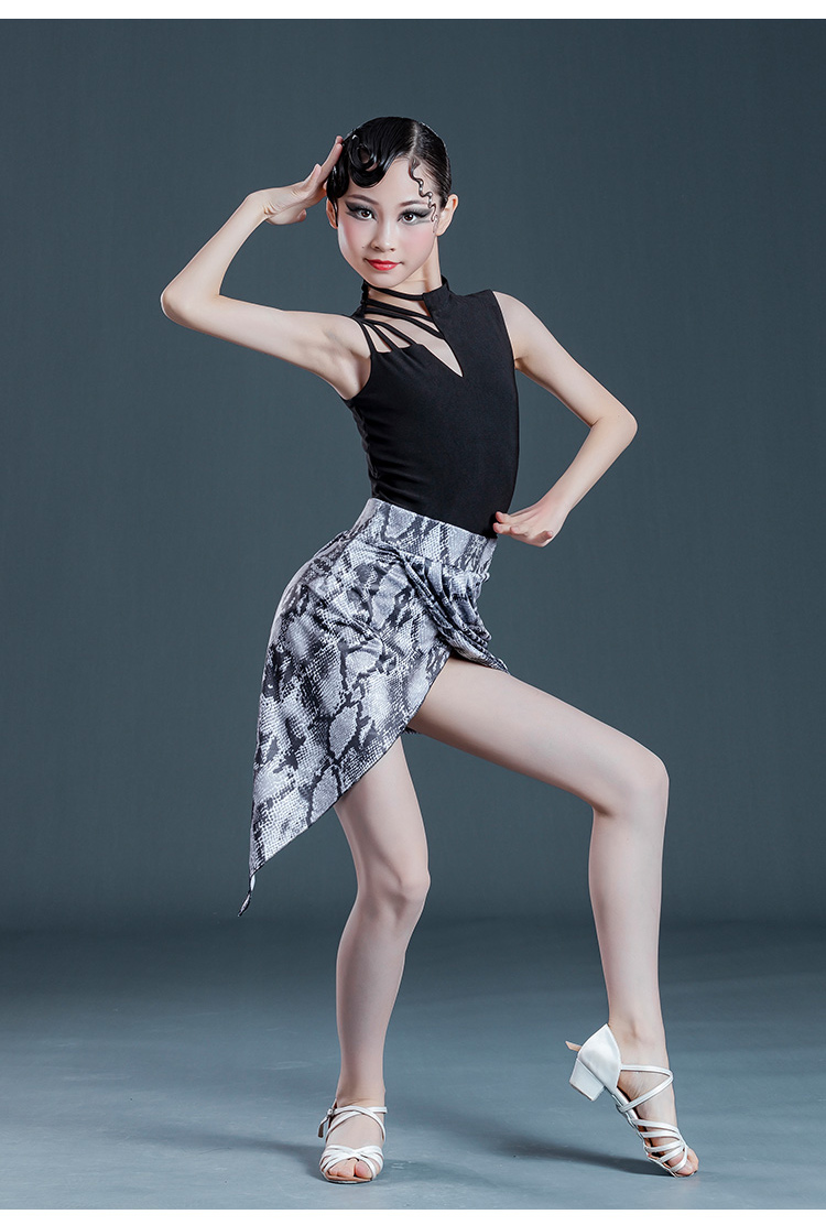 拉丁舞服装女儿童拉丁舞比赛服艺考女孩网红表演少儿练功考级裙规定服