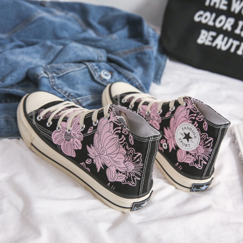 涂鸦鞋男手绘男鞋高帮帆布鞋男日系动漫火影忍者板鞋学生ins涂鸦鞋子