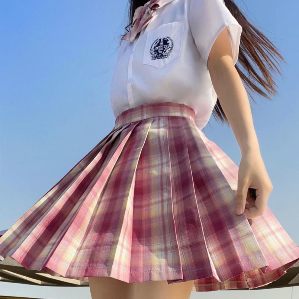 yuda原创jk制服裙正统套装全套学院风百褶裙女夏学生校服温柔一刀格裙