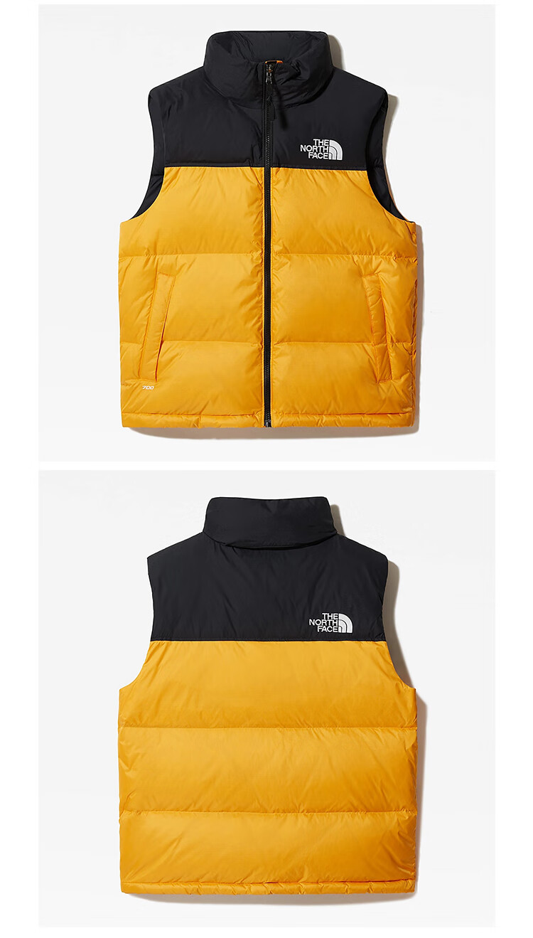 北面(the north face)羽绒马甲1996男美版2021新款保暖羽绒背心 紫拼