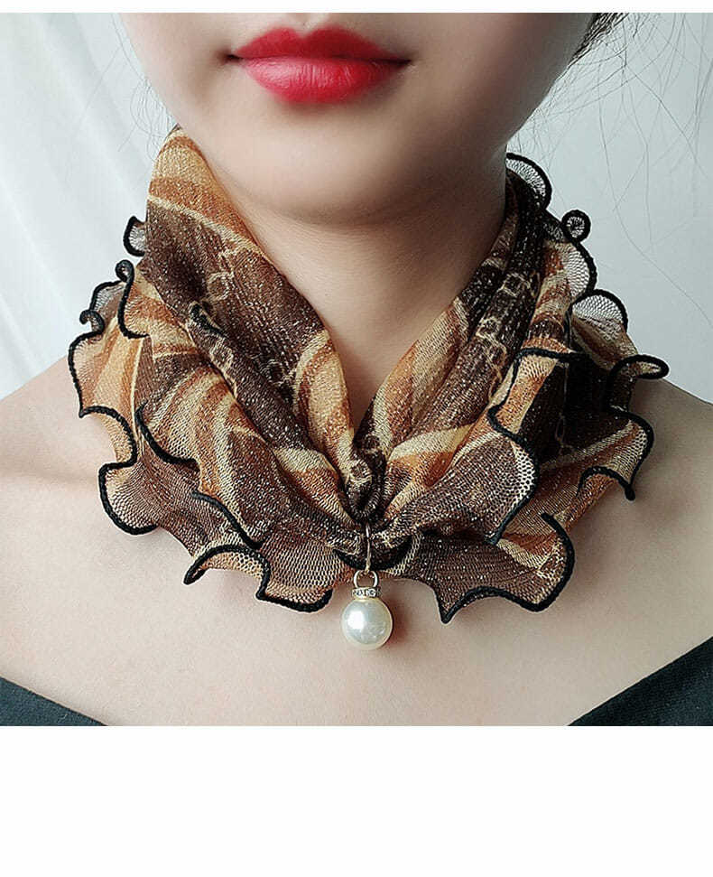 夏季韩版网纱套头小围脖女脖套护颈丝巾春夏薄款时尚百搭装饰纱巾qj