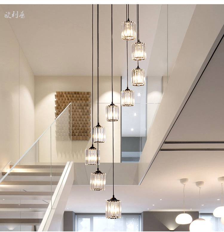 2022新款小复式吊灯楼梯阁楼斜顶楼梯吊灯2022年loft复式小公寓别墅