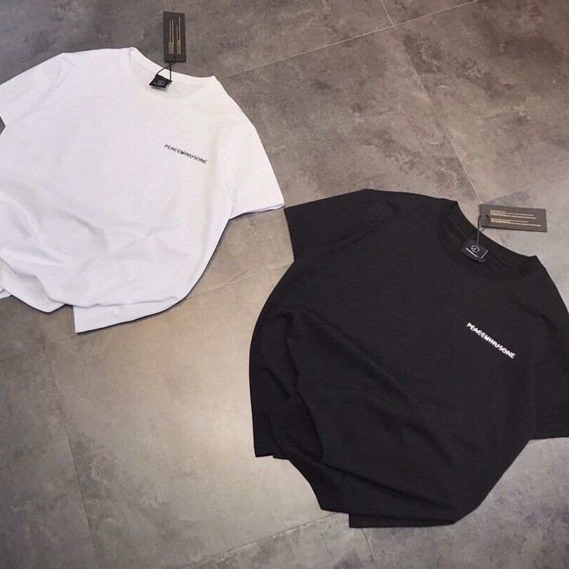 樱璇peaceminusone正确版小皱菊权志龙同款宽松情侣印花短袖 黑色 l