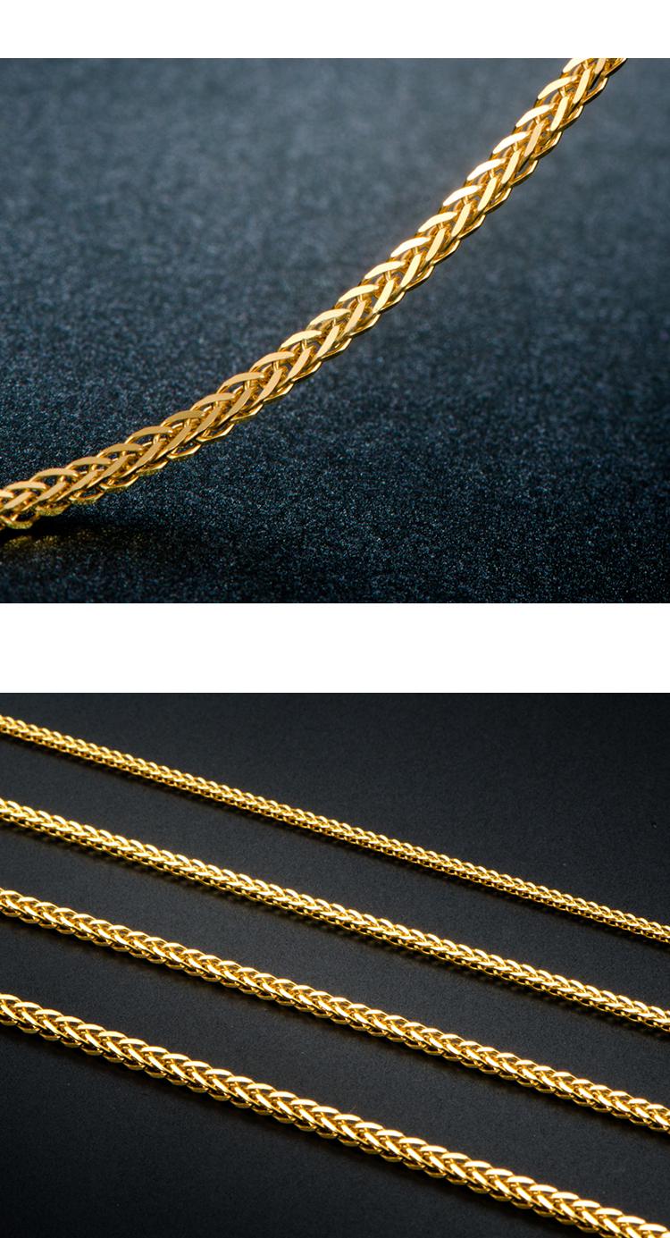 湘歌22mm吊坠搭配项链18k金黄金项链男士肖邦链实心黄闪白结实锁骨素