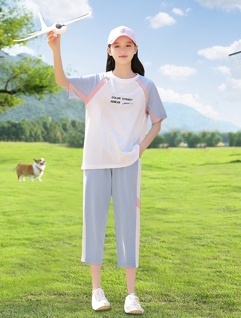 支持国货安踏少女夏季运动服套装12初中学生14韩版15岁休闲16女孩