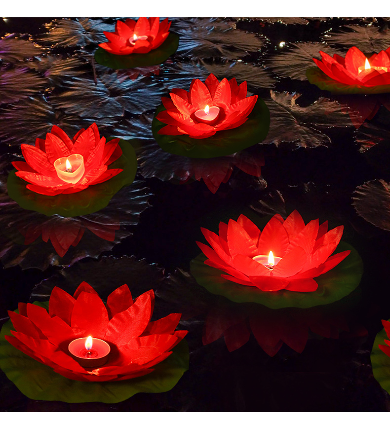 河灯2021年情人节放灯行莲花灯荷花灯河灯蜡烛水上小许愿灯花灯水灯