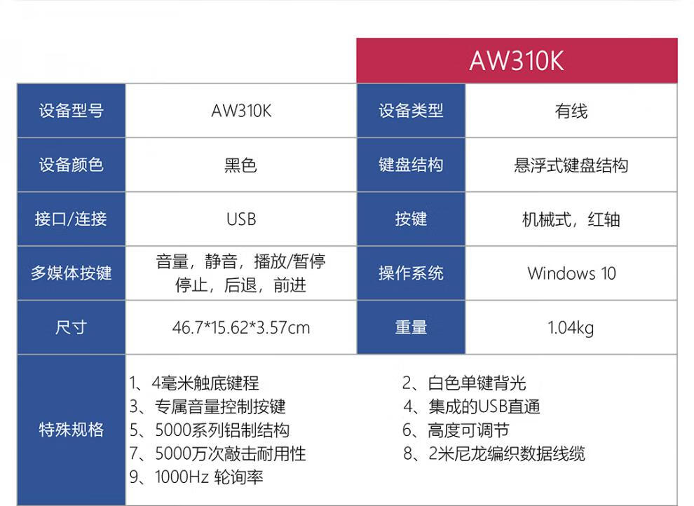 外星人aw768/310k/510k级樱桃红轴机械键盘鼠标 510k白 610m白 510h白