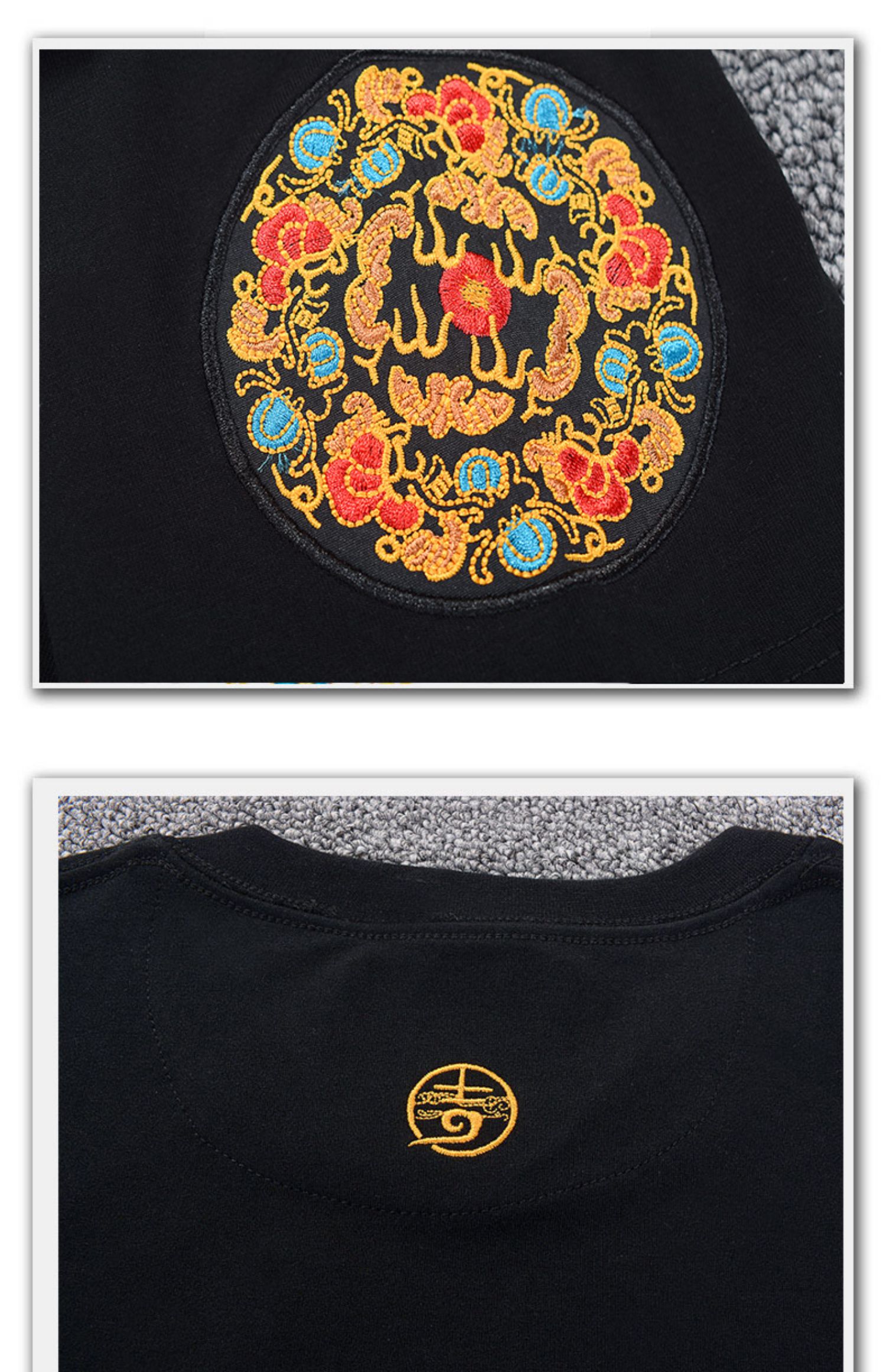 古阿新刺绣中国风男装国潮夏季中国风刺绣t恤男故宫龙凤短袖潮牌复古