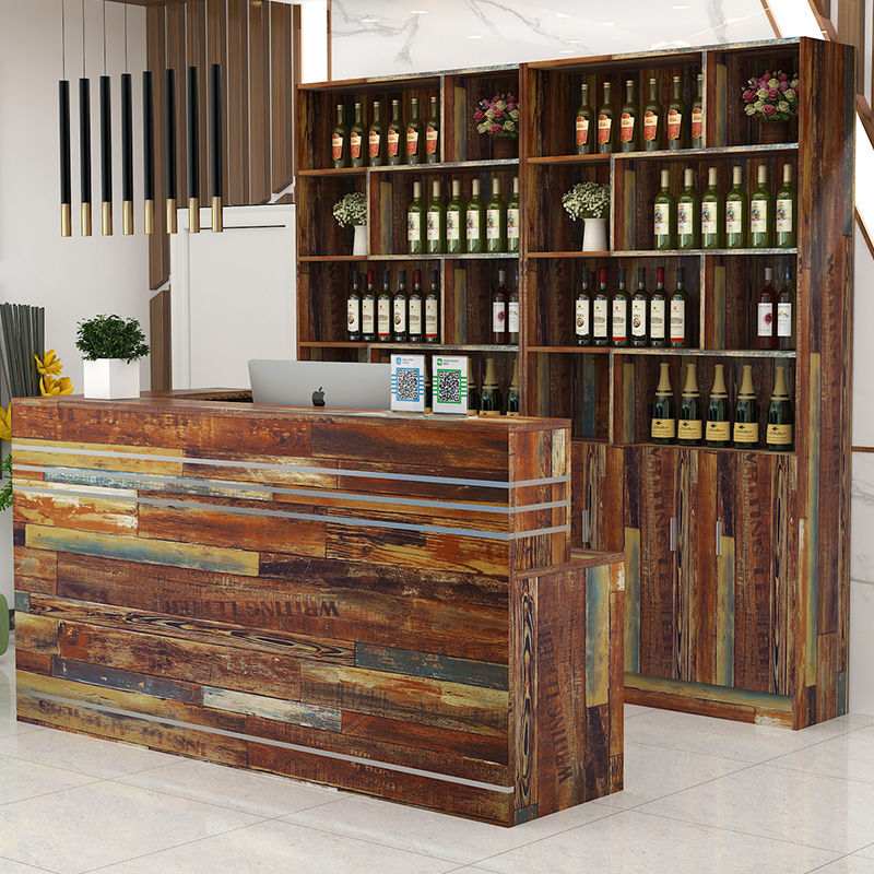 转角收银台柜台小型饭店餐厅前台桌酒柜酒架复古吧台简约现代店铺白色