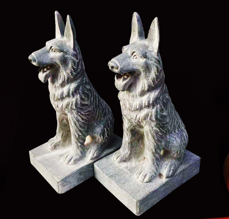 生肖狼狗风水石雕狗看门护院青石狗摆件 高30厘米扭