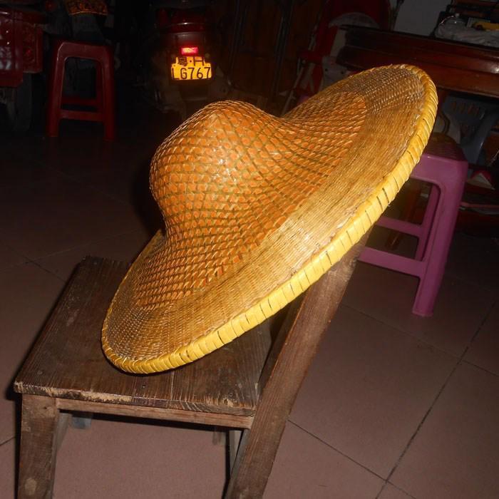 森邦名槐新品竹编凉帽斗立帽子竹编防雨竹帽遮阳帽古式斗笠舞台表演