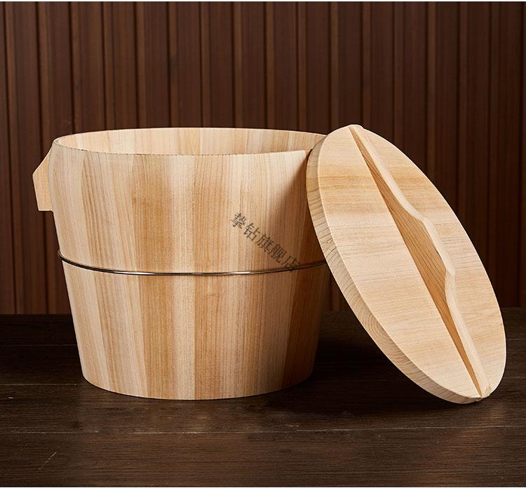 蒸米饭桶厨房家用杉木小木桶蒸笼竹制蒸格餐厅商用煮饭木甑子21cm平盖