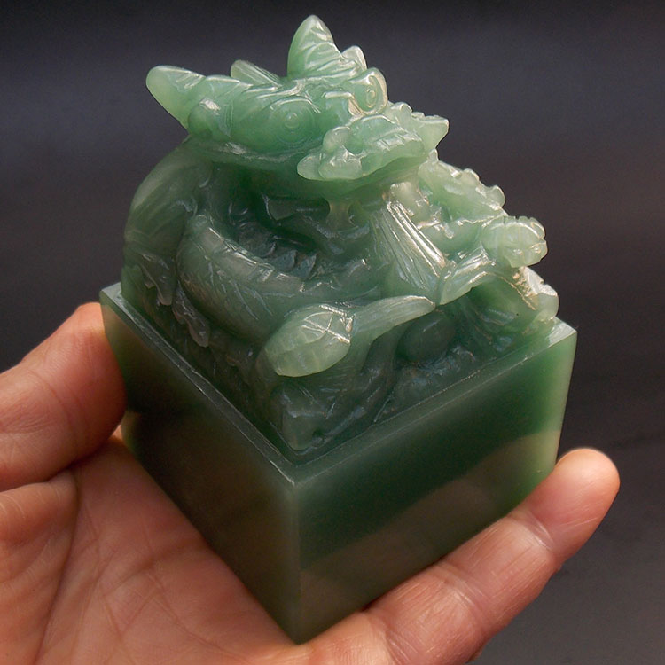 东陵玉青龙玉玺印章神龙宝印吸财应龙摆件孤品礼品