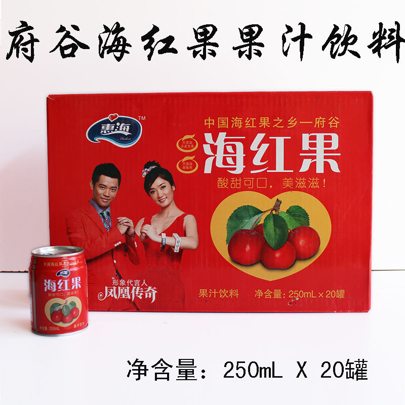 大马佐恩海红果果汁饮料陕西特产陕北府谷惠海海红果果汁250mlx20罐