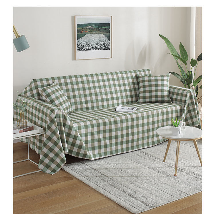 简约格子沙发盖布全盖四季通用沙发垫网红防尘布沙发套罩全包 灰色