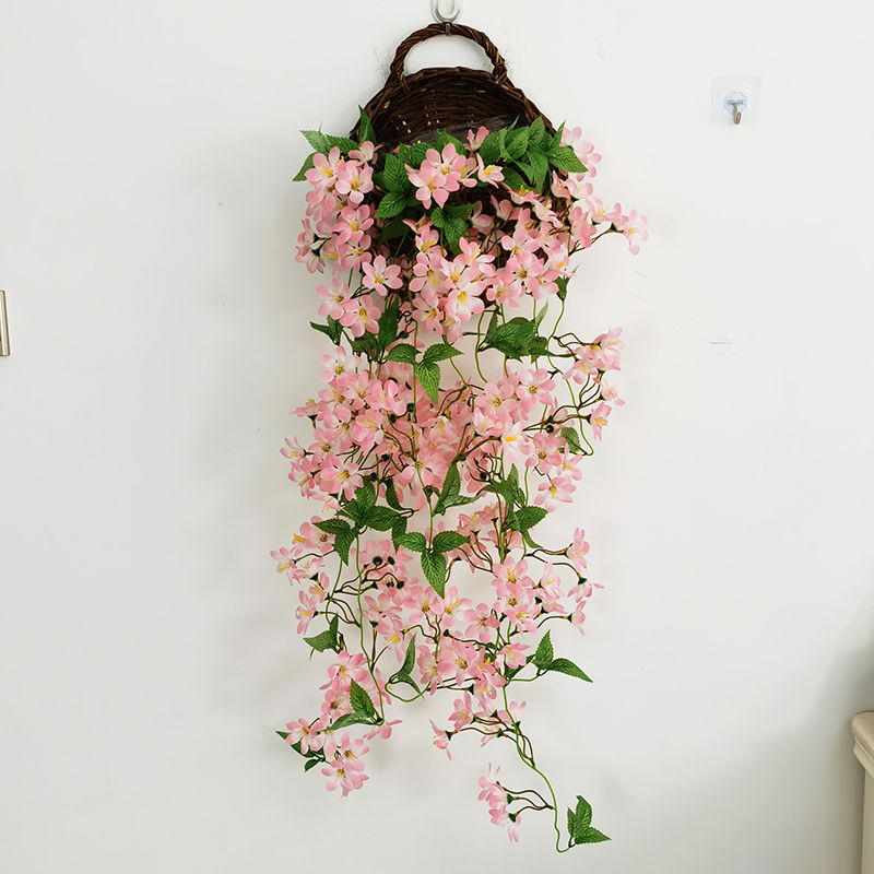 可狄仿真花壁挂高档装饰室内客厅墙上假花藤条挂墙墙壁吊兰花垂吊悬挂