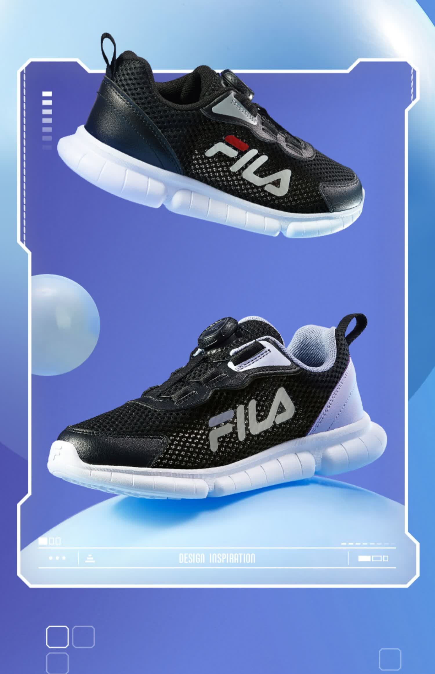 fila斐乐童鞋儿童运动鞋2022夏季新男女童软底网面透气旋钮跳绳鞋