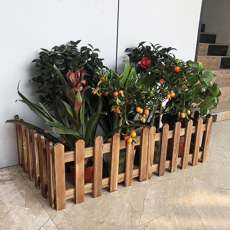 花坛围栏圣诞树围栏花园户外碳化防腐木栅栏阳台装饰栏杆室内小篱笆科