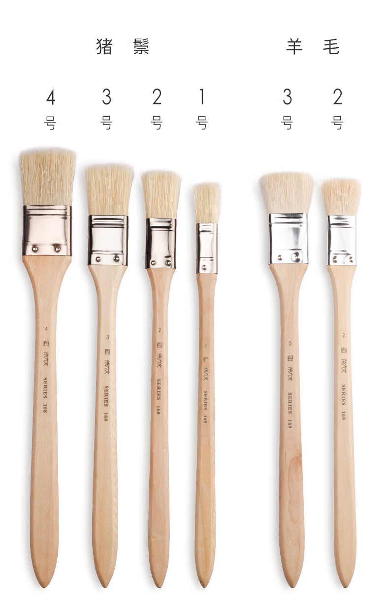 不谓侠高品质猪鬃油画笔刷子水粉刷油画丙烯颜料刷子笔刷画笔排刷板刷