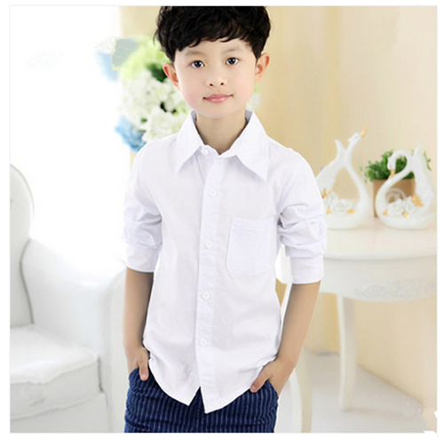 儿童白衬衫夏女童长袖纯棉中大童校服学生演出服装男童白衬衣小孩子穿