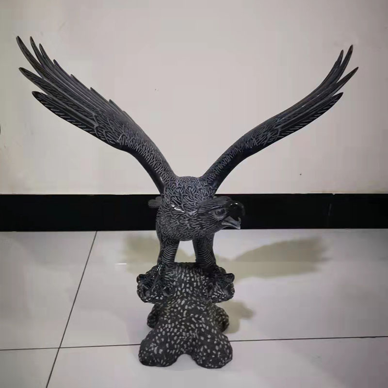 石雕鹰雕塑 青石雄鹰展翅动物石鹰老鹰 办公室家居饰品工艺品摆件 高