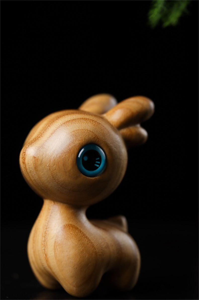 阿根廷绿檀木雕q版小鹿手把玩件雕刻家居电视柜装饰工艺礼品摆件 大号