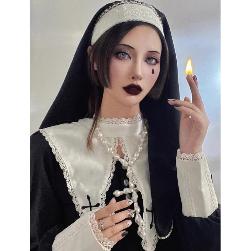 【jd优选】万圣节连衣裙成人修女服服装女大码黑色裙子女装性感cos