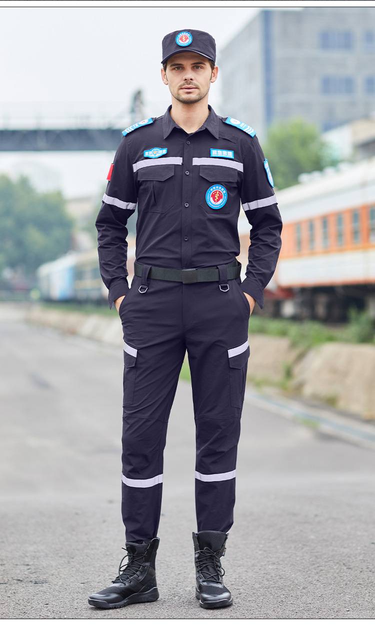 【可开发票】蓝天救援队服速干衣服应急装夏抢险反光工作服 黑色m码