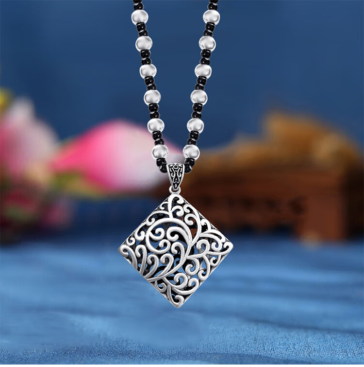 流苏吊坠复古四方来财民族风毛衣链项链女挂饰品祥云福钱袋